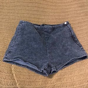 Black Stone Washed Jean Shorts